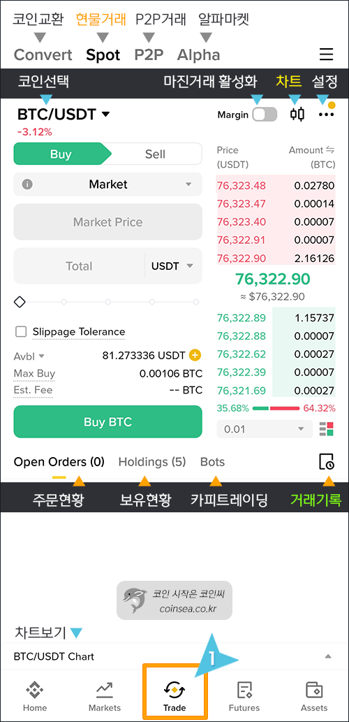 거래 메뉴 살펴보기